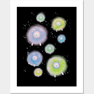 Children's Illustration Sheep in Galaxy Space - Colour Variant 3 Posters and Art